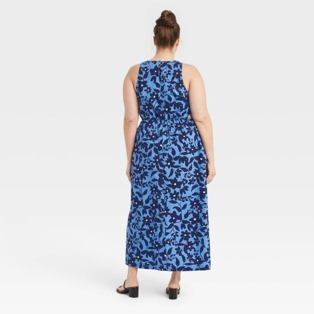 Who What Wear Women's Dress 3X Cut Out Sides Blue Floral Maxi Sleeveless New - Picture 6 of 9